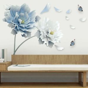 Sticker mural, stickers muraux floraux pour d&eacute;coration murale, grands stickers muraux repr&eacute;sentant des fleurs et des plantes, stickers adh&eacute;sifs pour