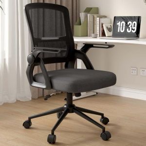 Wowttrelax - Chaise bureau accoudoir relevable, Pivotante Fauteuil pour Ordinateur, Fauteuil de Bureau en Maille Respirante avec Soutien Lombaire,