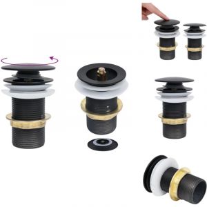 Vidaxl - Drain à poussoir sans débordement Noir 6,4x6,4x9,1 cm - Robinet Salle De Bain - Robinetterie Salle De Bain - Évacuation Lavabo - Siphon