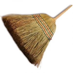 Lot de 10 balais paille de riz traditionnel 5 fils manché largeur 35 cm Manche bois 150 cm Balai pour ménage extérieur, cave ou garage Kibros 2840x10