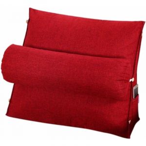 Oreiller de lecture et de télévision, oreiller de coussin de cale de dos avec réglable et poches, oreiller de dos de triangle, oreiller de lit de