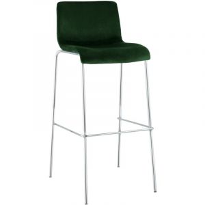 Tabouret de Bar Hover Velours Piètement Quatre Pieds Chrome Vert