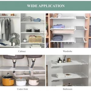 &Eacute;tag&egrave;re de Rangement Extensible pour Placard &agrave; V&ecirc;tements, Diviseurs de Garde-robe R&eacute;glables, S&eacute;parateur de Tension pour Armoire, Armoire, Salle de