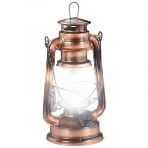 Relaxdays Lanterne tempête LED, Lampe retro comme décoration de fenêtre ou lampe jardin, à piles, cuivrée