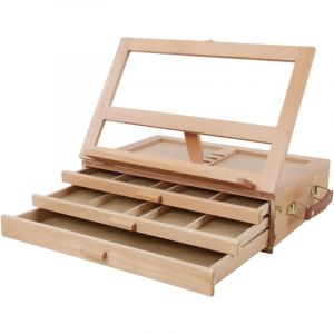 Chevalet de bureau en bois - Chevalet de bureau en bois de hêtre fabriqué à la main et boîte de table en bois pour le dessin, la peinture et