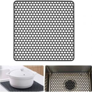 Tapis d'évier en silicone Grille de cuisine pour éviers de ferme en acier inoxydable ou en porcelaine 34 cm x 34 cm