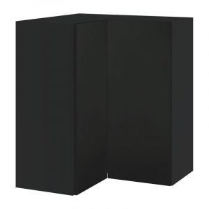 Meuble d'angle haut de cuisine Lovia Noir Mat 2 portes L 60/60 cm - Porte avec poign&eacute;e int&eacute;gr&eacute;e Black