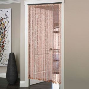 90 x 200 cm, 52 lamelles, rideau de porte en bambou, rideau de porte en bambou et bois, rideau de porte pour chambre et couloir, rideau &agrave; perles en