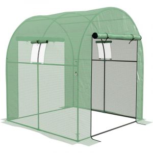 Serre tunnel de jardin - Outsunny - 3,24m² - PE Haute densité 135 g/m² - 2 portes zippées 2 fenêtres en maille - vert