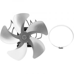 Ventilateur de po&ecirc;le &agrave; chaleur &agrave; 5 pales en alliage d'aluminium, chemin&eacute;e thermique murale silencieuse pour br&ucirc;ler du bois, k&eacute;ros&egrave;ne argent