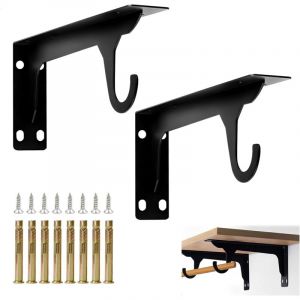 2 Pi&egrave;ces Equerre Etagere Murale, Support Etagere Murale, 28 cm &Eacute;querre Charge Lourde avec Crochet, Fixation Etagere Invisible, Supports en L en Metal
