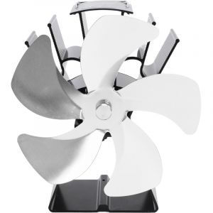 Ventilateur po&ecirc;le &agrave; bois 5 pales ventilateur de chaleur ventilateur de po&ecirc;le aliment&eacute; par la chaleur ventilateur de chemin&eacute;e Argent