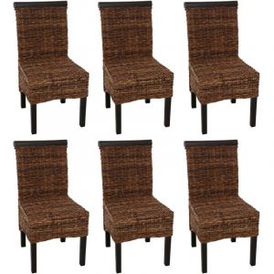 HHG - Lot de 6 chaises M45, banane tress&eacute;e, 47x54x93cm, pieds fonc&eacute;s, sans coussin