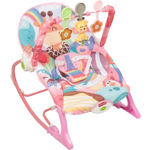 Transat Bébé Electrique Vibrant et Musical + 3 Jouets Pour les Bébés 0-3 ans Rose