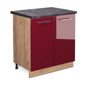 Meuble bas sous-évier Fame-Line, Rouge bordeaux Haute brillance, 80 cm, pt Anthracite Vicco