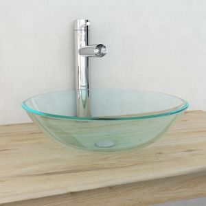 Design In - Vasque à poser Lavabo Évier à poser Bac à laver Verre trempé 42 cm Transparent CVW19878