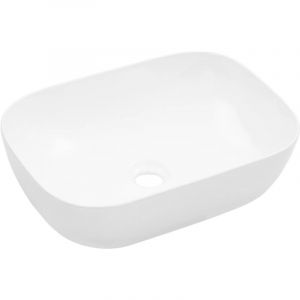 Design In - Vasque &agrave; poser Lavabo &Eacute;vier &agrave; poser Bac &agrave; laver 45,5x32x13 cm C&eacute;ramique Blanc CVW63856