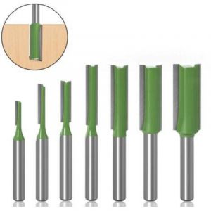 7Pcs Fraise droite &agrave; queue de 6 mm, Fraise Droite Defonceuse, pour Bois Carbure de Tungst&egrave;Ne Outil de Travail Du Bois, Routeur Droite &agrave; Simple Duble