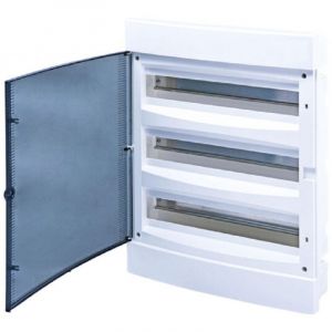 Tehnoplast - Coffret électrique encastré 18 modules sur 3 Rangées ( 54 m ) avec porte Translucide borniers de terre