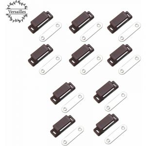 Yoyaxi - Loqueteau magnétique puissant – force de maintien 4kg – lot de 10 - brun – aimant porte – loqueteau aimant – aimant placard – aimant porte