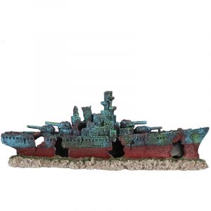 R&eacute;sine &eacute;pave bateau coul&eacute; cuirass&eacute; navire de guerre r&eacute;servoir de poissons Aquarium ornement grotte d&eacute;coration