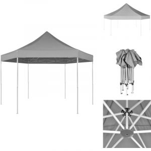 Chapiteau hexagonal pliable Gris 3,6x3,1 m - Abri Solaire - Tente Pliante - Chapiteau Jardin - Gazebo - Structure Extérieure