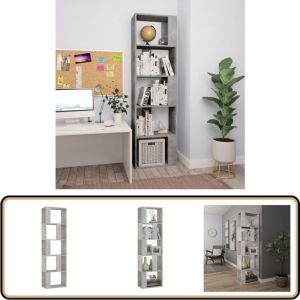 Bibliothèque/Séparateur de pièce Gris béton Bois d'ingénierie - Bibliothèque - Étagère - Armoire à Livres - Mobilier Intérieur - Salle De Séjour