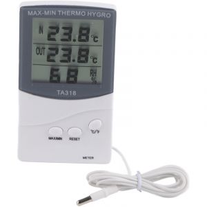Jeffergarden Thermom&egrave;tre ext&eacute;rieur int&eacute;rieur, hygrographe &eacute;lectronique &agrave; usage domestique avec sonde ABS pour la temp&eacute;rature de sensation Humidit&eacute; &agrave;