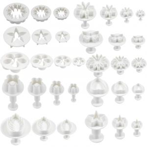33PCS Emporte Piece Pate a Sucre, Ustensiles pour Décoration de Gâteau, Coeur Fleur Feuille Papillon étoile Forme Marguerite Ensemble d'Outils de