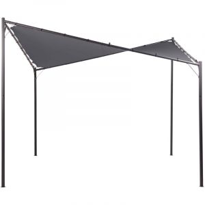 Tonnelle de Jardin Structure en M&eacute;tal 300 x 300 cm Toile d'Ombrage Pergola Gris Fonc&eacute; Aventine