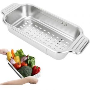 CCYKXA Passoire Evier, Tamis de Cuisine Inox Passoire R&eacute;tractable Egouttoir Evier Cuisine, Pour Laver L&eacute;gumes et Fruits, Egoutter P&acirc;tes Cuites et