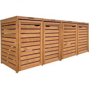 AXI - Lex Cache Poubelle en Bois Marron - Abri poubelle pour 4 conteneurs - Max. 240L - Abri Poubelle Extérieur avec Excellente Ventilation