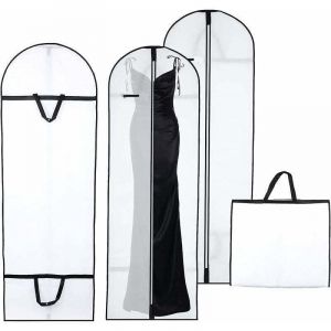 2PCS Housse Vetements &agrave; Suspendre, 180x60CM Pliable Housse Robe de Mari&eacute;e, Anti Poussi&egrave;re Humidit&eacute; Housse Vetements Longue, Housse Vetement Penderie