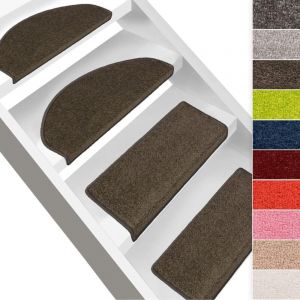 Marchettes d'escalier Dynasty Velours, antid&eacute;rapantes, Terra, Semi-Circulaire, 23,5 x 65 cm