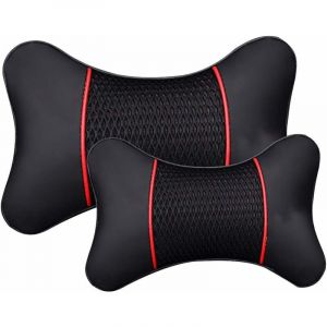 Siège de Voiture en Cuir protège-Oreiller de Cou de Voiture de sécurité Appui-tête de Voiture Soutien Dossier Coussin Oreiller Repose-Cou(28 x 18cm)