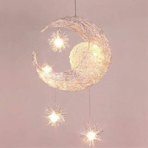 Moon Stars Suspension LED Plafonnier en Aluminium avec 5 Ampoules pour Chambre d'Enfant (Lumi&egrave;re Blanche)