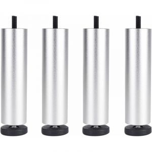 Lot de 4 Pieds R&eacute;glables pour Armoires Pieds de Tables R&eacute;glables Pieds de Meubles Remplacements pour Sofa Lit Chaise Argent - 20cm