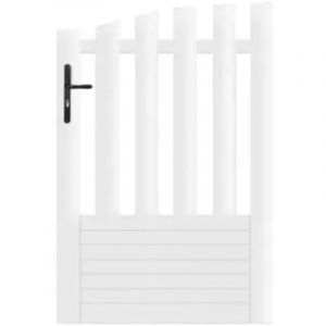 Gefradis - Portillon battant manuel pvc blanc alençon incurvé L100 x H145 cm - Poignée à gauche