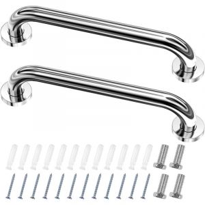 Lot de 2 Barre D'Appui wc, Acier Inox Maintien Poign&eacute;e Douche, 30cm Barre d'Appui Salle de Bain Coud&eacute;e, Barres Douche, Baignoire Main Courante