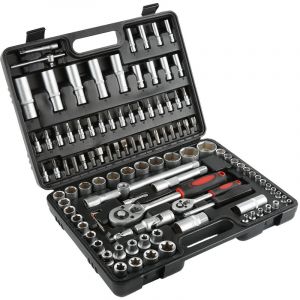 Hofuton Coffret Cl&eacute; &agrave; Cliquet et Embouts, Jeu de Cl&eacute;s &agrave; Douille, Avec Une Mallette Noire, 108 Pi&egrave;ces, Dimensions: 38 x 27 x 8 cm