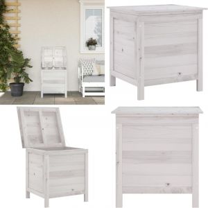 Bo&icirc;te de rangement de jardin blanc bois massif de sapin - Bo&icirc;te De Rangement Jardin - Coffre De Jardin - Rangement Ext&eacute;rieur - Rangement Bois