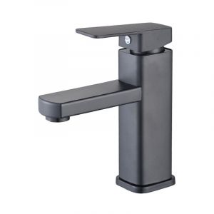 Tonchean - Robinet Lavabo Cascade Noir, Haut Mitigeur Vasque à Poser Salle de Bain, Robinetterie Grand Bec Carré en Laiton, Eau Chaude et Froide