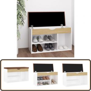 Vidaxl - Banc à chaussures et coussin Blanc chêne sonoma Bois ingénierie - Meuble à Chaussures - Banc Chaussure - Range Chaussures - Rangement