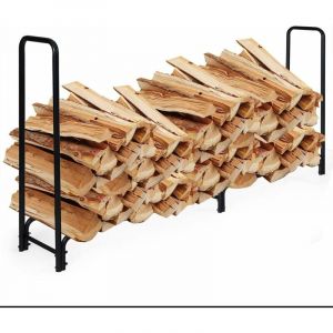 Costway - Range Bûche en Métal 245x36x122,5cm, Porte-bûches Pieds Surélevés Charge Max 500KG, Abri Bûche Rangement Bois pour Jardin, Poêle, Brasero,