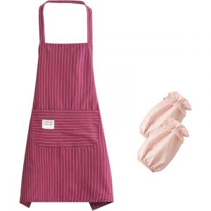 Tablier de Cuisine en PVC Imperm&eacute;able Adulte Unisex avec 1 Paires de Manchettes
