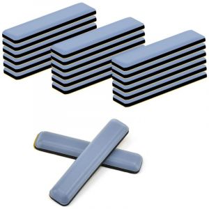 Lot de 24 patins en t&eacute;flon, autocollants, 70 x 19 mm, patins pour meubles, patins de chaise carr&eacute;s en t&eacute;flon pour tapis, patins en t&eacute;flon, patins