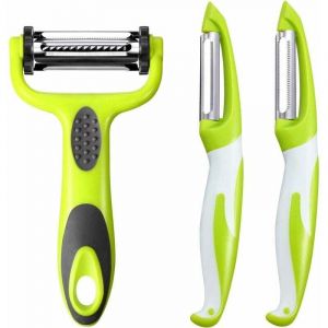 3 Pi&egrave;ces &eacute;pluche-L&eacute;gumes Multifonction 3 en 1 &eacute;plucheur Rotatif 3 en 1 &eacute;plucheur de Fruits &eacute;plucheur Droit &eacute;plucheur &eacute;plucheur Vertical en Acier