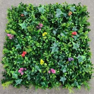 Mur Vegetal Artificiel 50X50CM Plante Verte Artificielle Cl&ocirc;tures d&eacute;coratives Mur Vegetal Exterieur Artificielle Cl&ocirc;ture Feuillage Balcon Protection