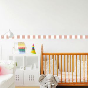 Frise d&eacute;corative adh&eacute;sive, rayures, rose et blanc, rose p&acirc;le, tendance, 5 cm X 300 cm