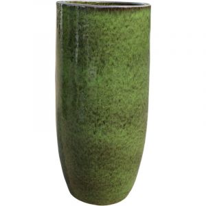 Pot grande taille d'extérieur ATHENA 31x70cm vert tropical, fait main en terre cuite émaillée, résistant au gel